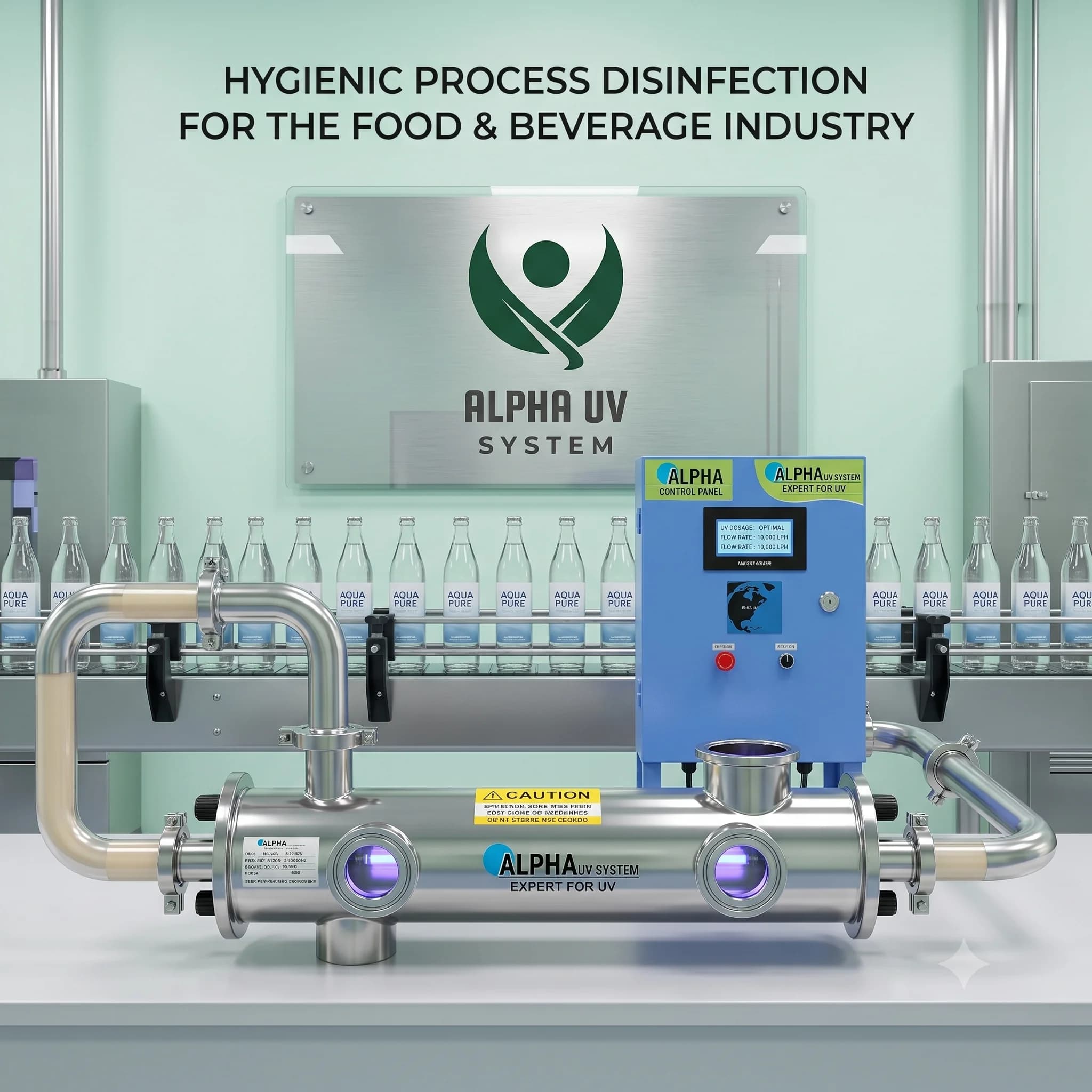 Alpha UV disinfection system Food Industry for Food & Beverage wastewater treatment, 2,000–50,000 LPH capacity