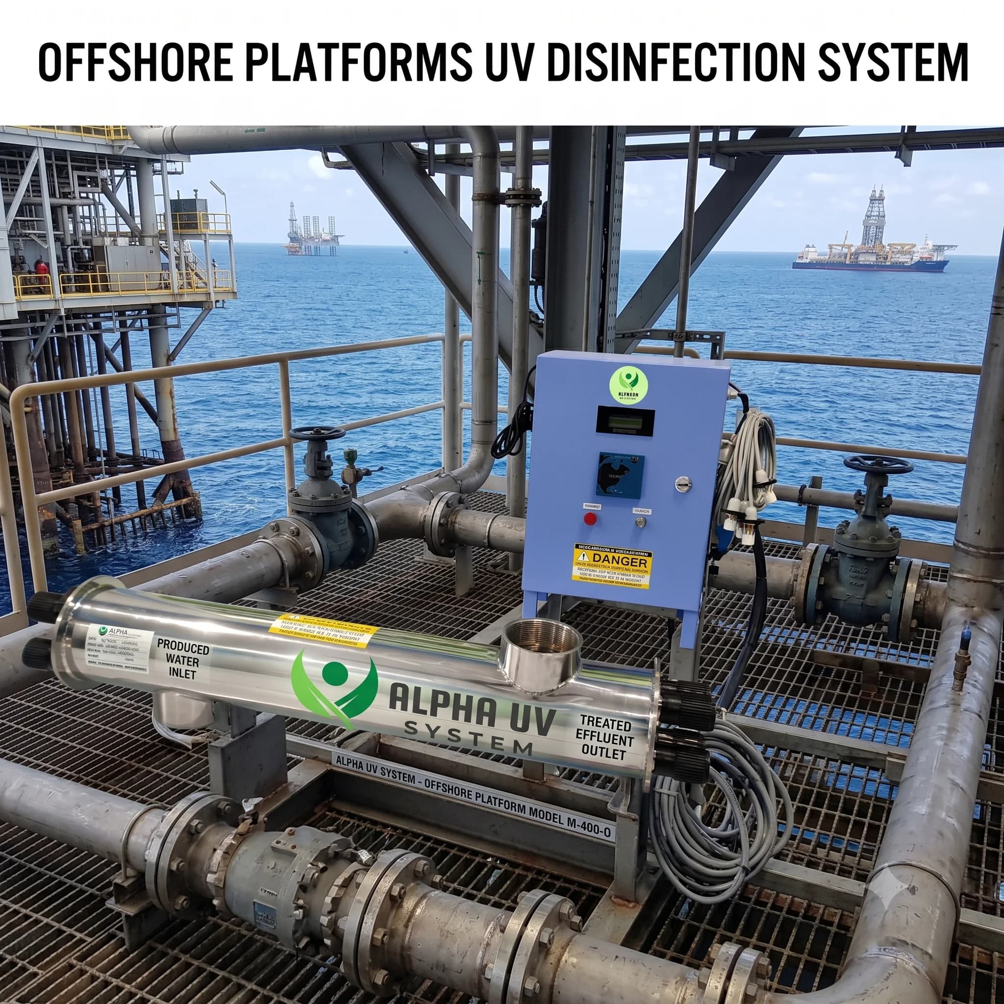 Alpha UV disinfection system Offshore Platforms for Industrial wastewater treatment, 5,000–50,000 LPH capacity