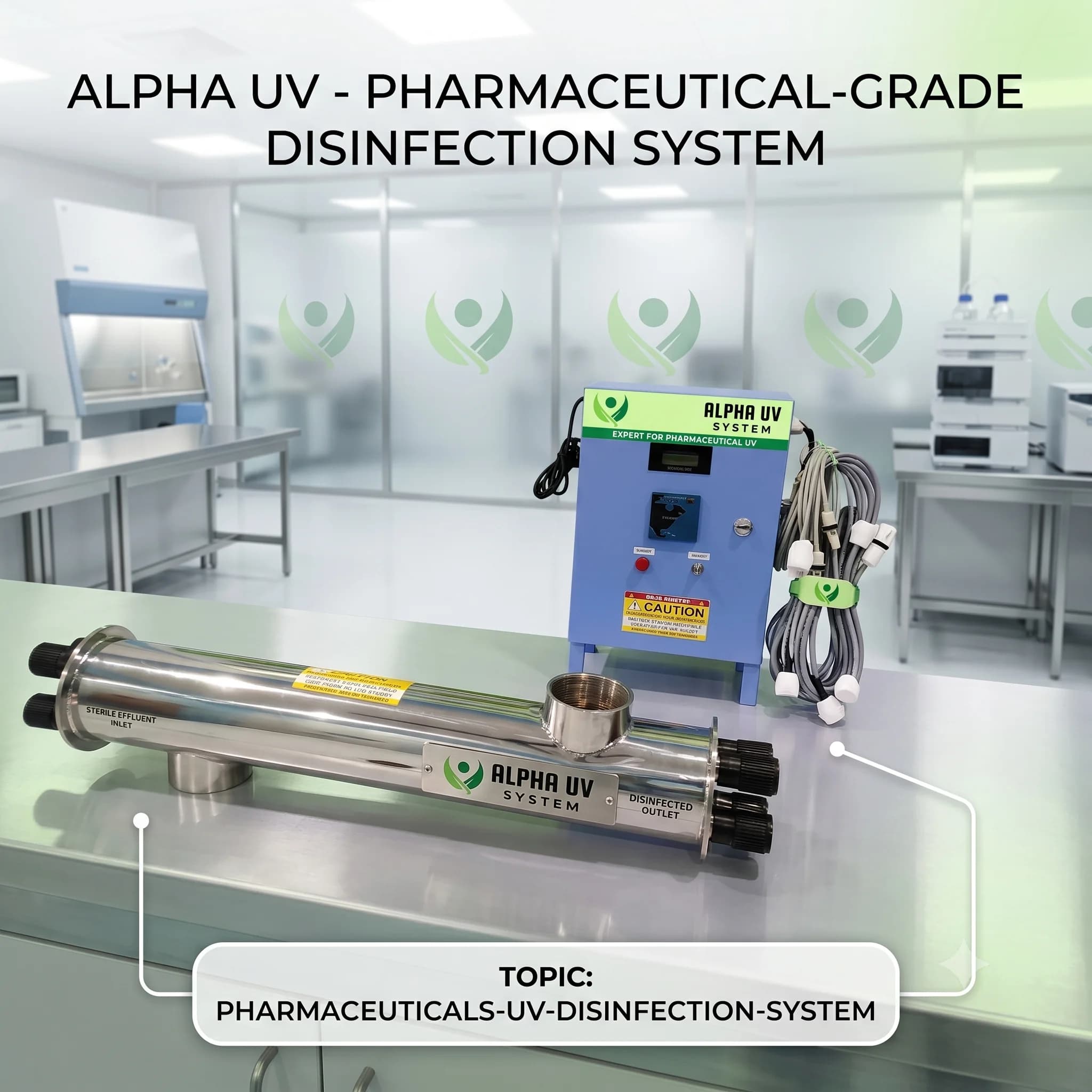 Alpha UV disinfection system Pharmaceuticals for Life Sciences wastewater treatment, 500 – 10,000 LPH capacity